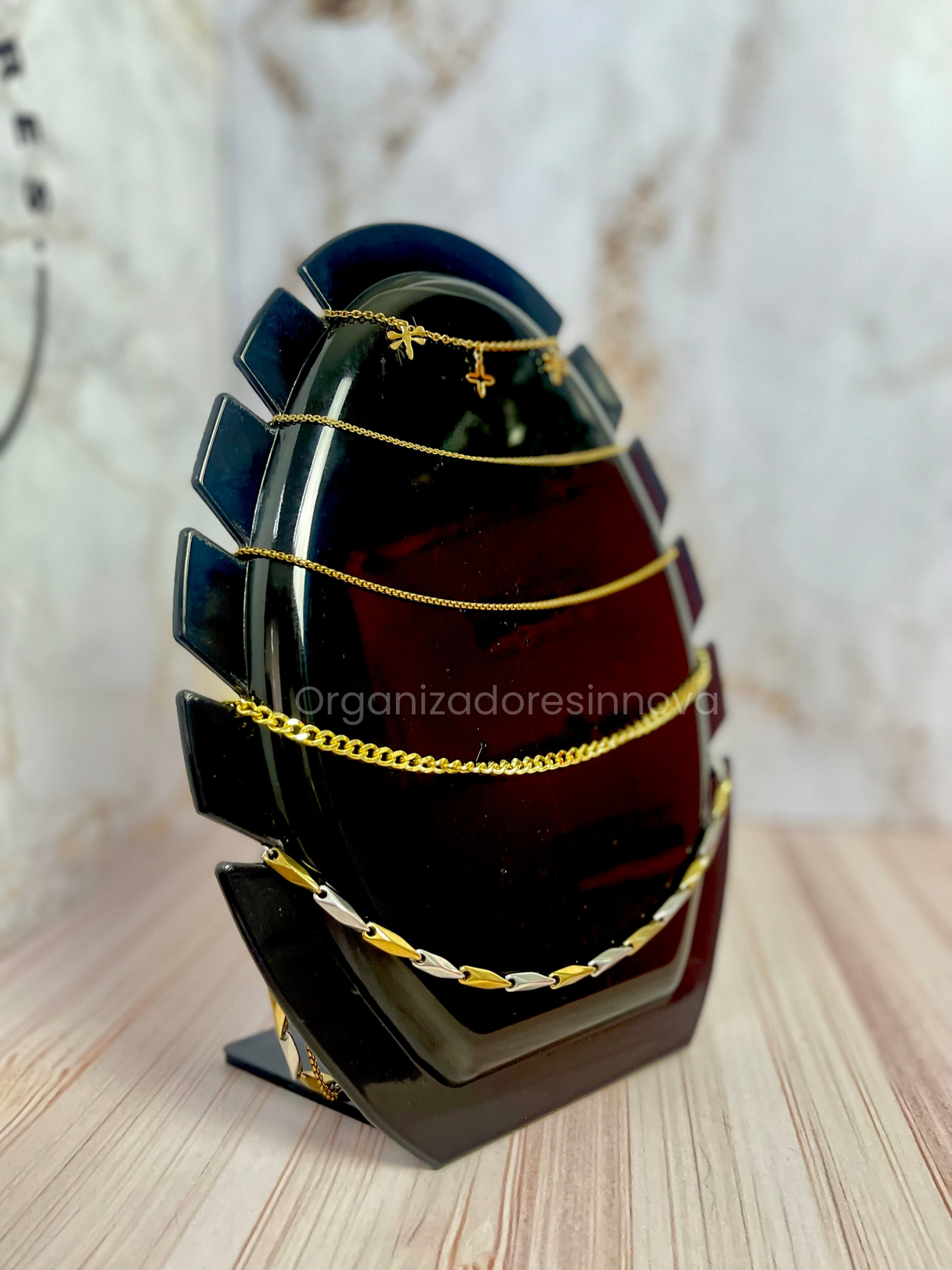 Exhibidor Soporte Cuello Collar Tipo Hoja Base Cadenas 5 puestos