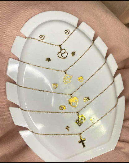 Exhibidor Soporte Cuello Collar Tipo Hoja Base Cadenas 5 puestos