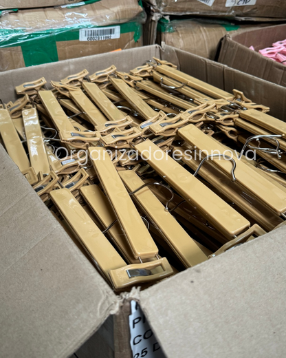 Gancho Percha Pinza de lujo tipo madera X48 unidades