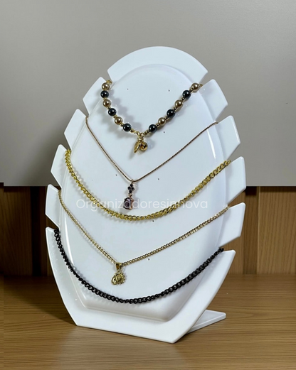 Exhibidor Soporte Cuello Collar Tipo Hoja Base Cadenas 5 puestos
